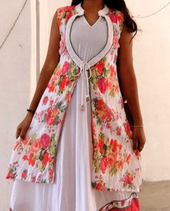 Floral Print Dress with Shrug