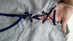 Lace-Up Gray Long Sleeve Top