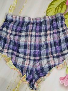(1112)Plaid Ruffle Shorts