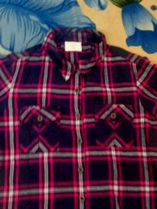 Pink and Blue Flannel Shirt