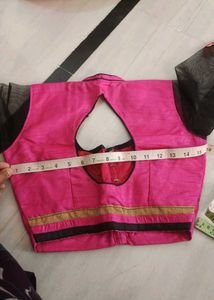 bright pink and golden brown Saree