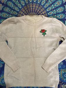 Rose Embroidered Knit Sweater