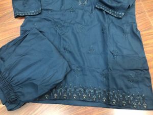 Republic Navy Blue Kurta with Embroidery Chest 42”