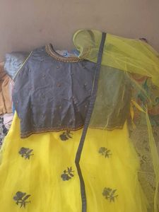 Yellow Floral Lehenga Choli Set