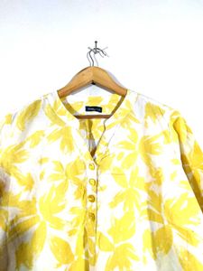 Yellow And White Printed Kurta (Women&#39;s)
