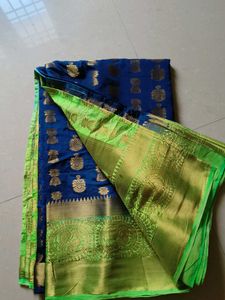 Elegant Blue &amp; Gold Saree