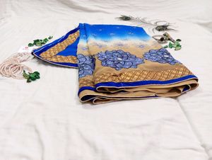 Embroidered Blue Saree With Blouse