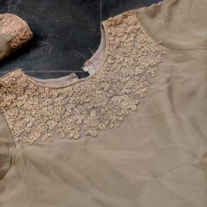 Olive Green Embroidered Dress