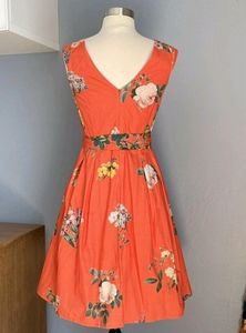 LABEL RITU KUMAR Raika Orange Floral Cotton Dress