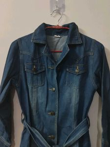 Denim Dress with Belt