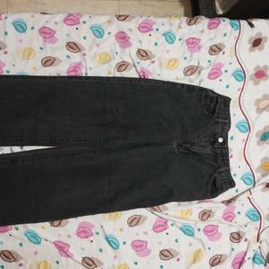 Black Denim Straight Leg Jeans