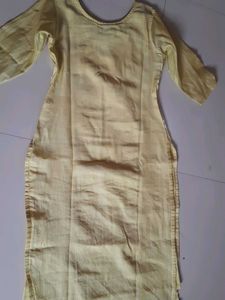 Yellow Embellished Kurti Pant Set
