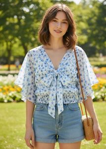 Floral Tie-Front Top