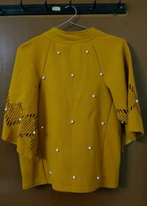 Mustard Pearl Embellished Top