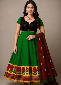 Elegant Green Anarkali Kurta Set