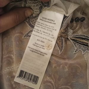 Grey Floral Embroidered net party Top