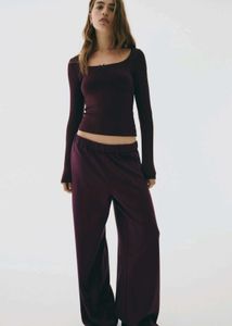 H&M Ribbed Lace detail Jersey Top