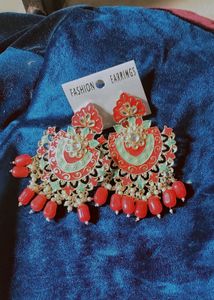 Yellow And Red Earrings