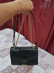 Chic Black Crocodile Crossbody Bag