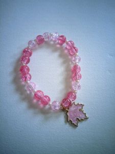 Pink Maple Leaf Beaded Bracelet