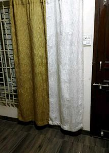 Elegant Green-White Window+Door Curtains (2 Each)