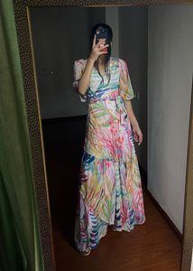 Hope &amp; Ivy Leah Flutter Sleeve Maxi Wrap Dress
