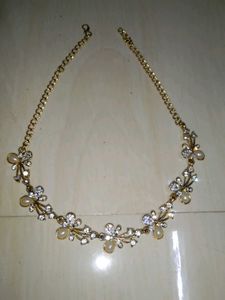Pearl and Rhinestone Floral Necklace