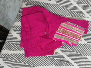 Hot Pink Embellished Saree