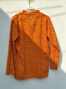Full Sleeve Orange Kurta| Black Sanskrit Mantra