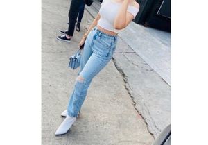 Zara Blue Ribbed Jeans ( High Rise)