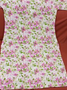 Brand New Floral Print CottonKurti With Pink Botto
