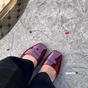 Burgundy Patent Slingback Heels