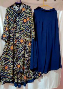 Eid Sale ❤Navy Blue High Low Kurta Plazzo