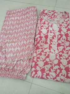 Pink Floral Print Kurta Set