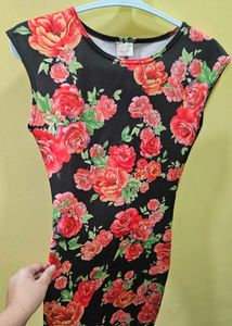Rose Print Bodycon Dress