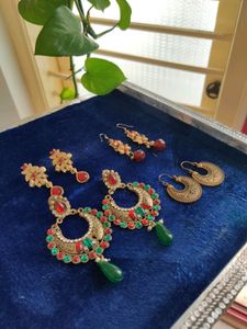 4 Pair Antique ear rings | Hyderabad Pearl & stone