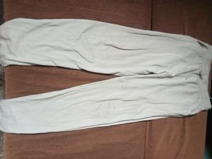 Beige Casual Drawstring Pants