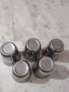 Five Stainless Steel Glasses