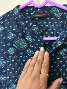 Elegant Blue Printed Kurta Dress