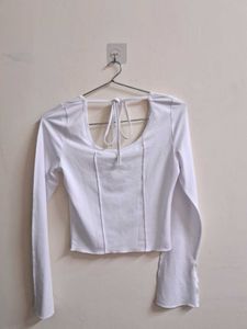 White Square Neck Top
