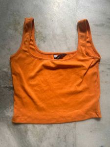 Orange Ribbed Tank Top