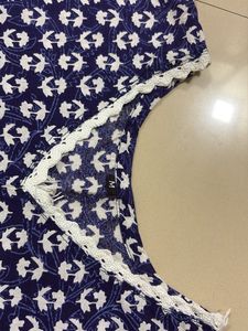 Cotton Blue Short Kurti For Daily Wear