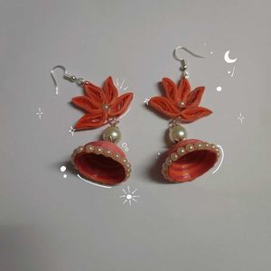 Orange And Pink Lotus Jhumka 🪷🦢🪞