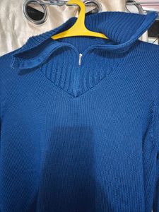 Blue Collared Knit Sweater
