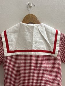 Gingham Sailor Collar Shirt Dress