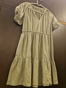 Olive Green Tiered Dress