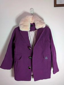 Purple Coat Faux Fur Collar