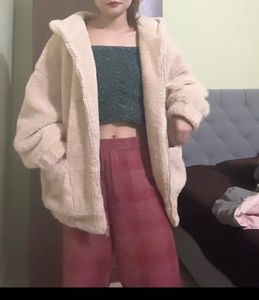 fur faux hooded jacket