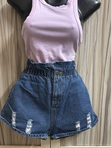 Denim Ripped Shorts
