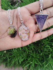Resin Real Element Pendant And Chain